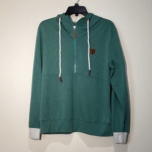Wanakone Exclusive Women's Green & White Pull over Hoodie